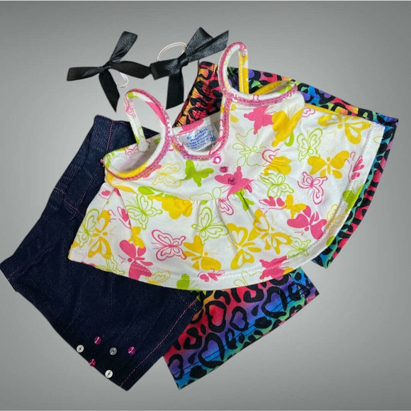 Build A Bear Butterfly Tank Rainbow Heart and Denim Sequin Shorts Outfit - Picture 4 of 4